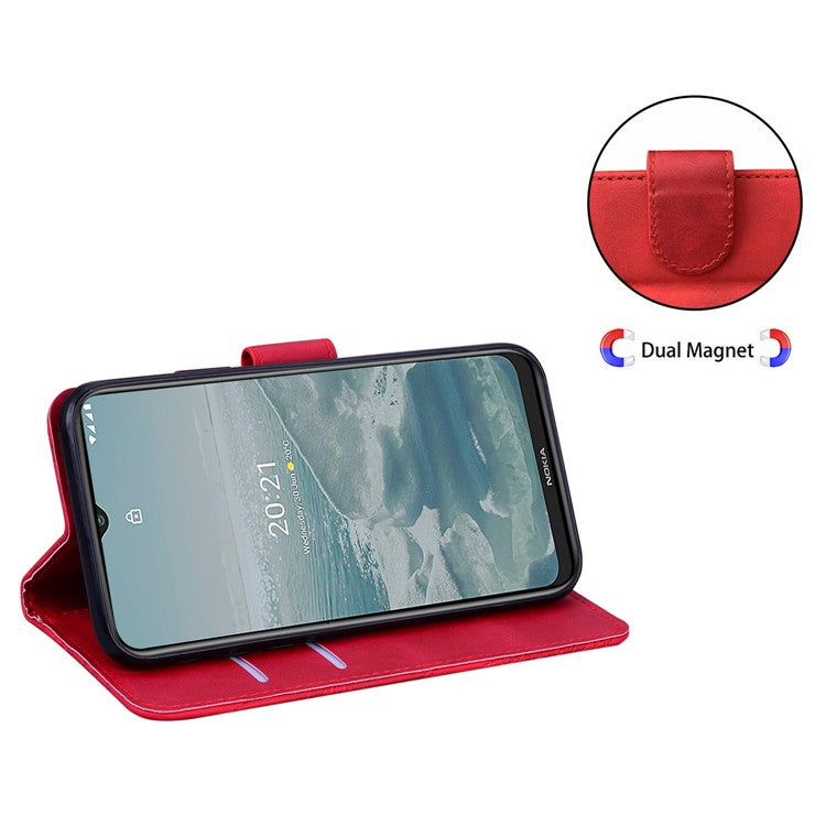 For Google Pixel 7 5G Cute Butterfly Pattern Printing PU Leather Case Wallet Sand Magnetic Closure Shockproof Flip Folio Cover - Red