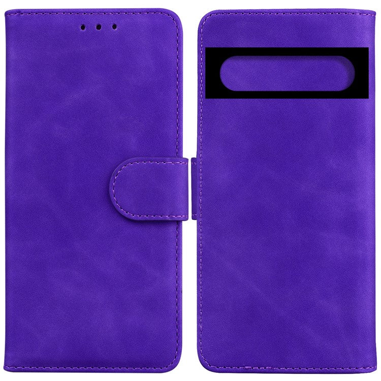 For Google Pixel 7 5G Flip Book PU Leather Wallet-Style Phone Case Stand Feature TPU Shockproof Interior Cover Shell - Purple