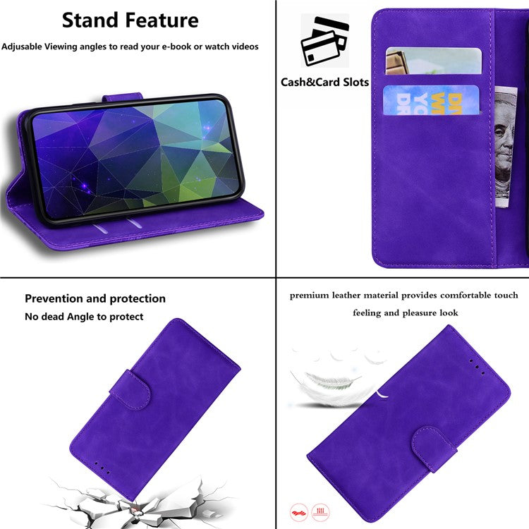 For Google Pixel 7 5G Flip Book PU Leather Wallet-Style Phone Case Stand Feature TPU Shockproof Interior Cover Shell - Purple