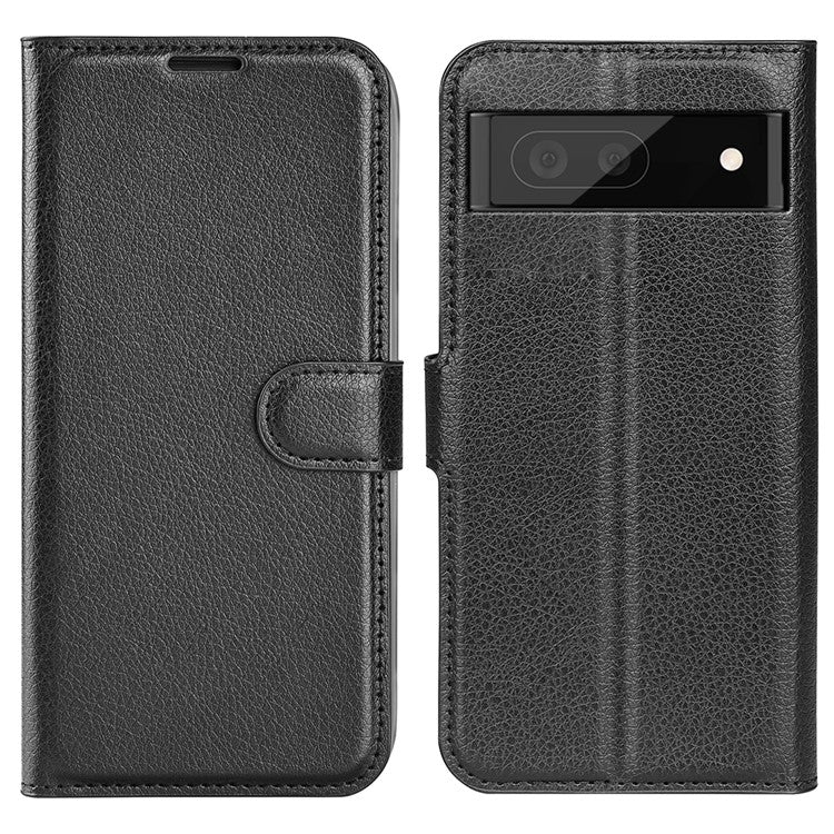 For Google Pixel 7 5G PU Leather Phone Case Wallet Stand Litchi Texture Full Protection Shell - Black