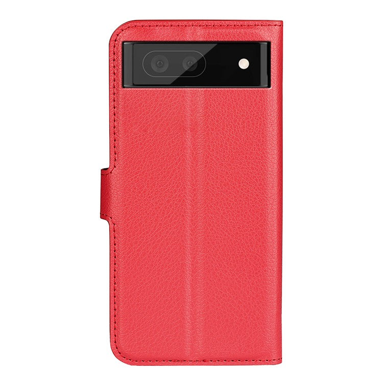 For Google Pixel 7 5G PU Leather Phone Case Wallet Stand Litchi Texture Full Protection Shell - Red