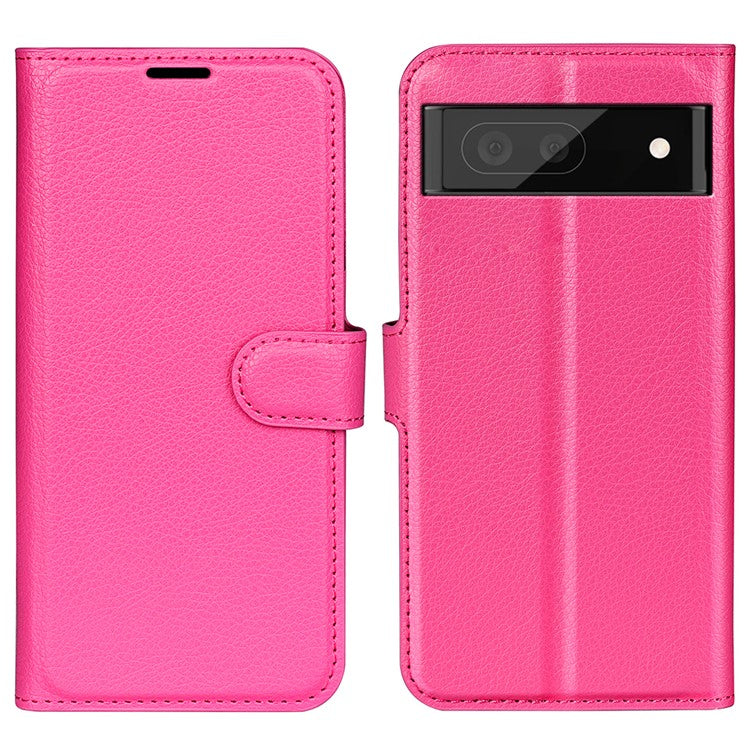 For Google Pixel 7 5G PU Leather Phone Case Wallet Stand Litchi Texture Full Protection Shell - Rose