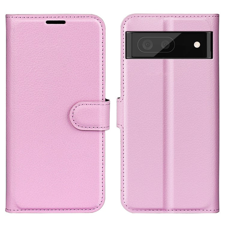 For Google Pixel 7 5G PU Leather Phone Case Wallet Stand Litchi Texture Full Protection Shell - Pink