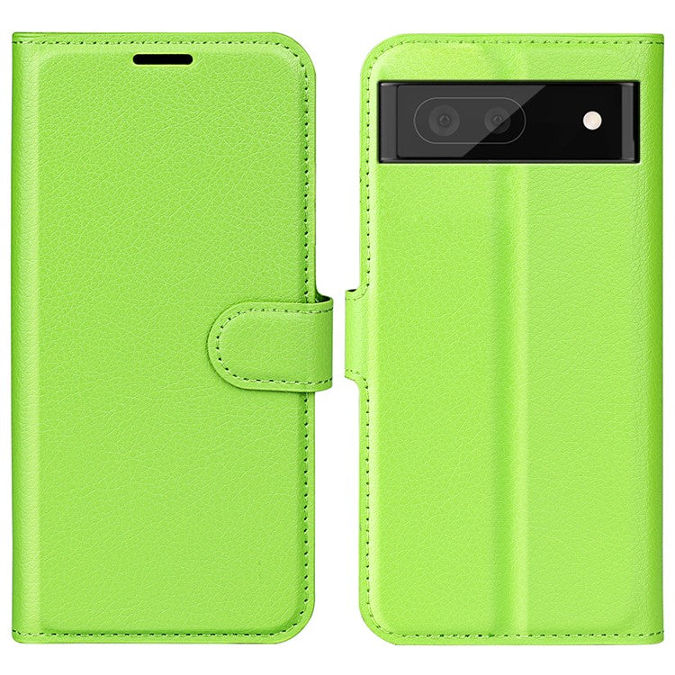 For Google Pixel 7 5G PU Leather Phone Case Wallet Stand Litchi Texture Full Protection Shell - Green