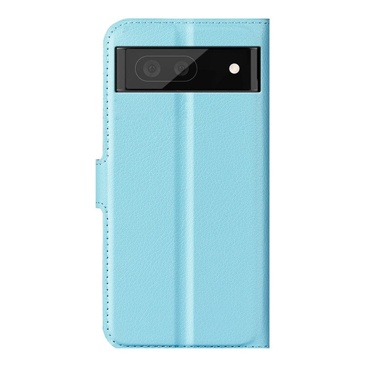 For Google Pixel 7 5G PU Leather Phone Case Wallet Stand Litchi Texture Full Protection Shell - Blue