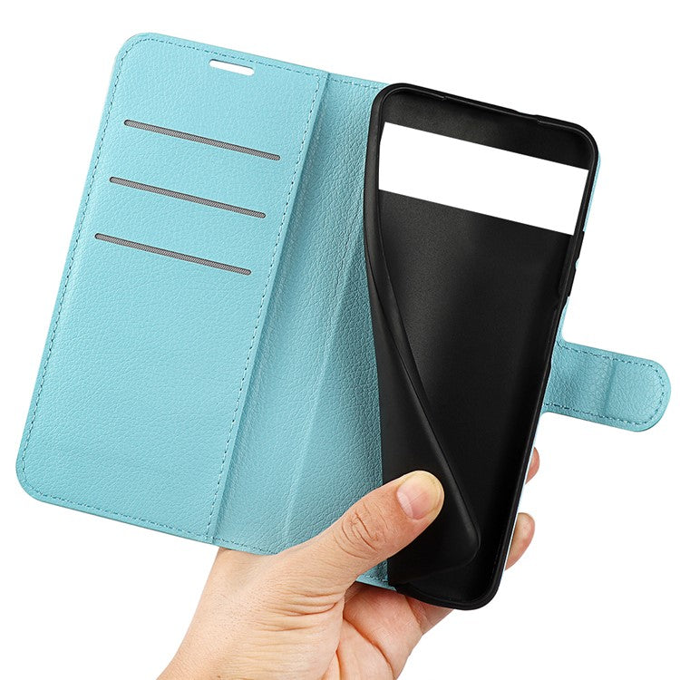 For Google Pixel 7 5G PU Leather Phone Case Wallet Stand Litchi Texture Full Protection Shell - Blue