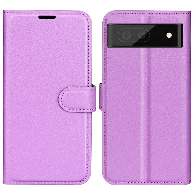 For Google Pixel 7 5G PU Leather Phone Case Wallet Stand Litchi Texture Full Protection Shell - Purple