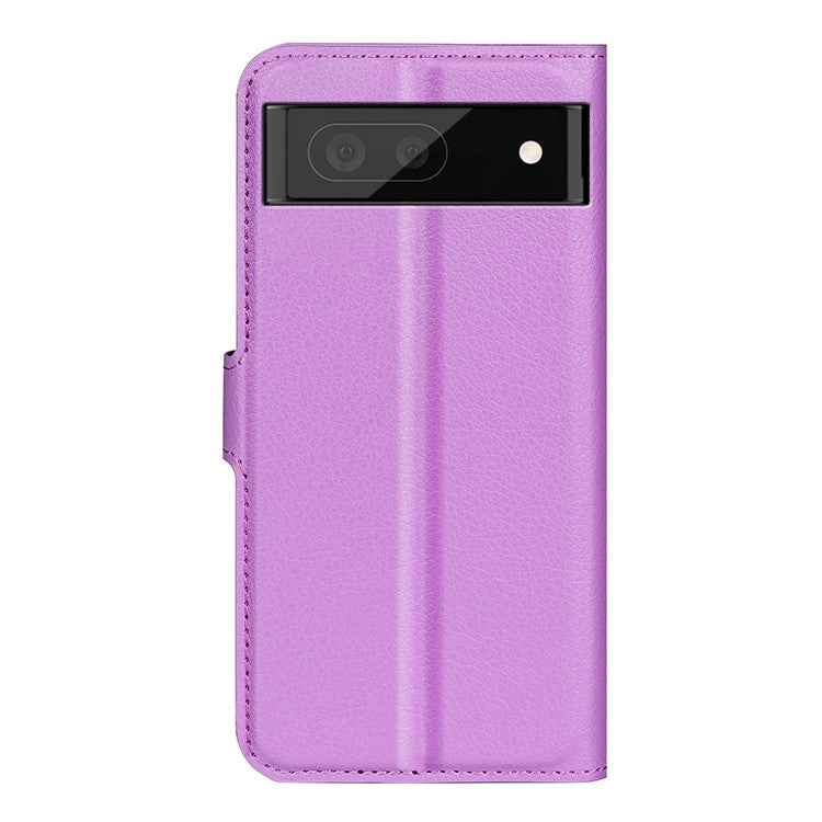 For Google Pixel 7 5G PU Leather Phone Case Wallet Stand Litchi Texture Full Protection Shell - Purple