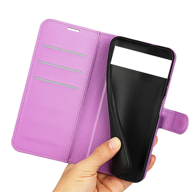 For Google Pixel 7 5G PU Leather Phone Case Wallet Stand Litchi Texture Full Protection Shell - Purple