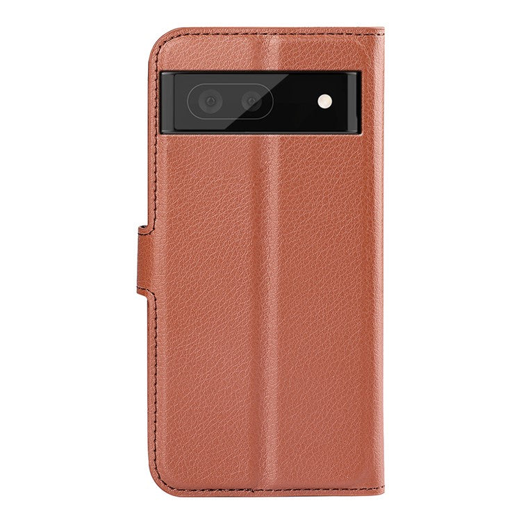 For Google Pixel 7 5G PU Leather Phone Case Wallet Stand Litchi Texture Full Protection Shell - Brown