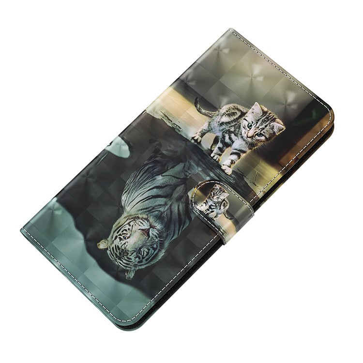 For Google Pixel 7 Pro 5G 3D Creative Pattern Printing PU Leather Case Stand Wallet Soft TPU Book Cover with Strap - Cat and Tiger