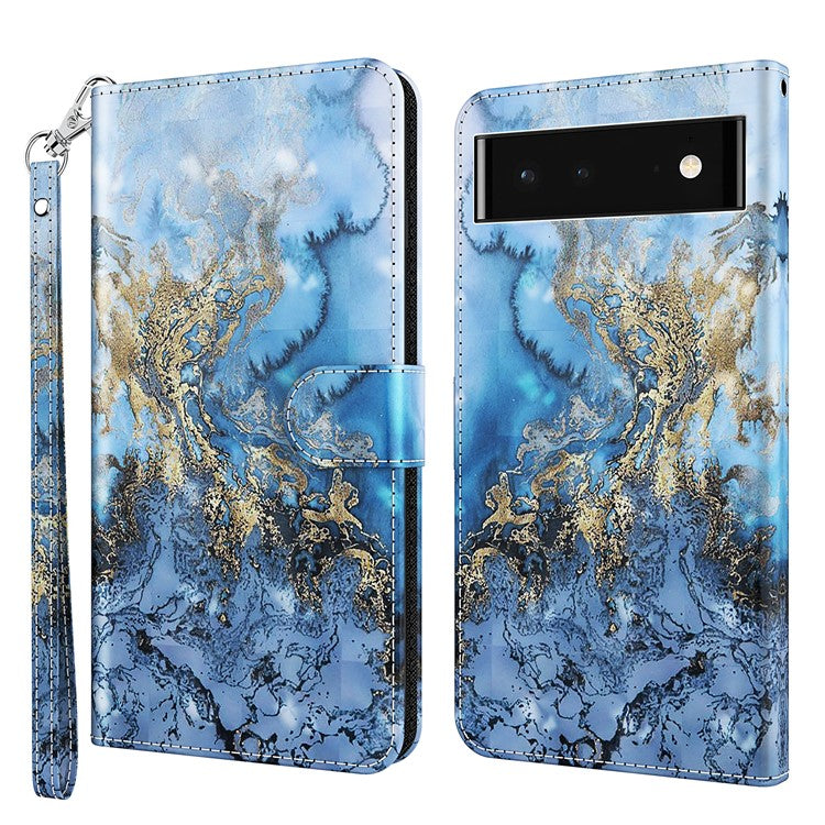 For Google Pixel 7 Pro 5G 3D Creative Pattern Printing PU Leather Case Stand Wallet Soft TPU Book Cover with Strap - Bauhinia Valley