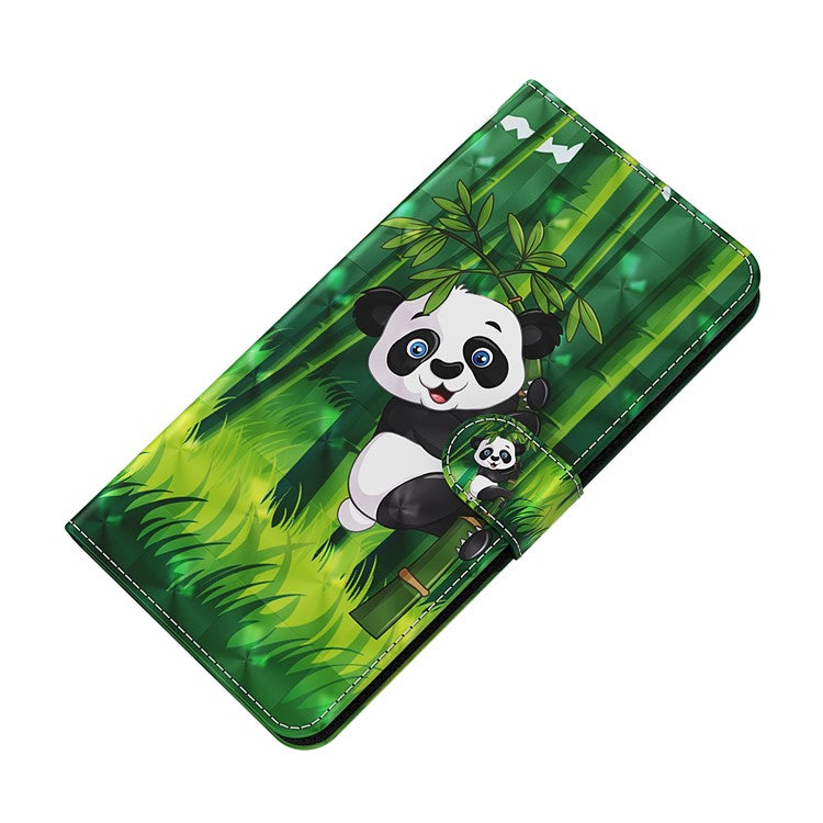 For Google Pixel 7 Pro 5G 3D Creative Pattern Printing PU Leather Case Stand Wallet Soft TPU Book Cover with Strap - Panda Climbing