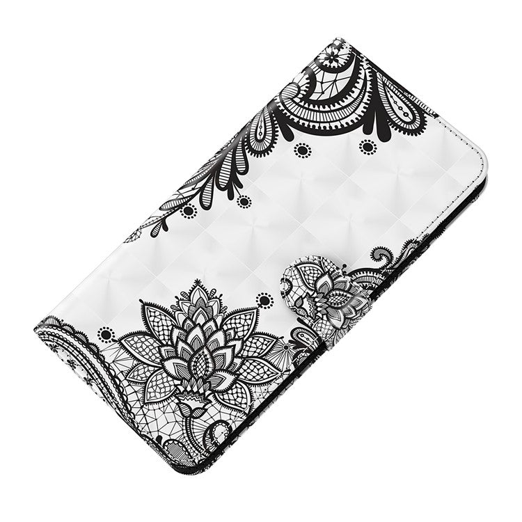 For Google Pixel 7 Pro 5G 3D Creative Pattern Printing PU Leather Case Stand Wallet Soft TPU Book Cover with Strap - Lace Flower