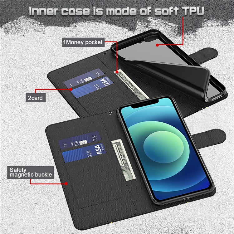 For Google Pixel 7 PU Leather 3D Creative Pattern Printing Phone Cover Wallet Stand Shockproof TPU Full Body Protective Case with Wrist Strap - Wish Tree