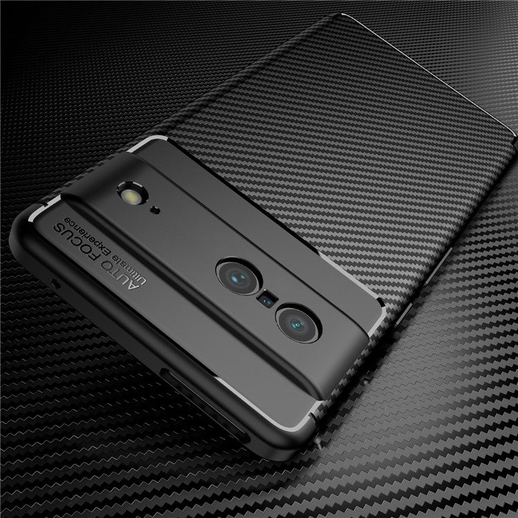 For Google Pixel 7 Carbon Fiber Texture Case Lightweight Soft TPU Shock Absorption Cover - Black