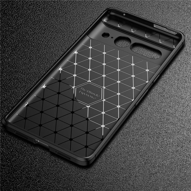 For Google Pixel 7 Pro 5G Carbon Fiber Texture Anti-Scratch Case Flexible TPU Protective Phone Cover - Black