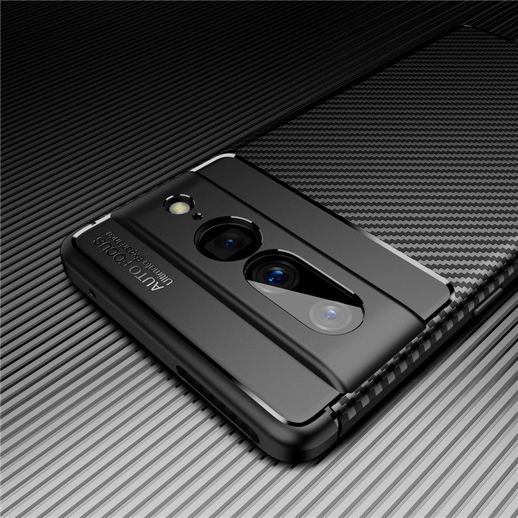 For Google Pixel 7 Pro 5G Carbon Fiber Texture Anti-Scratch Case Flexible TPU Protective Phone Cover - Black