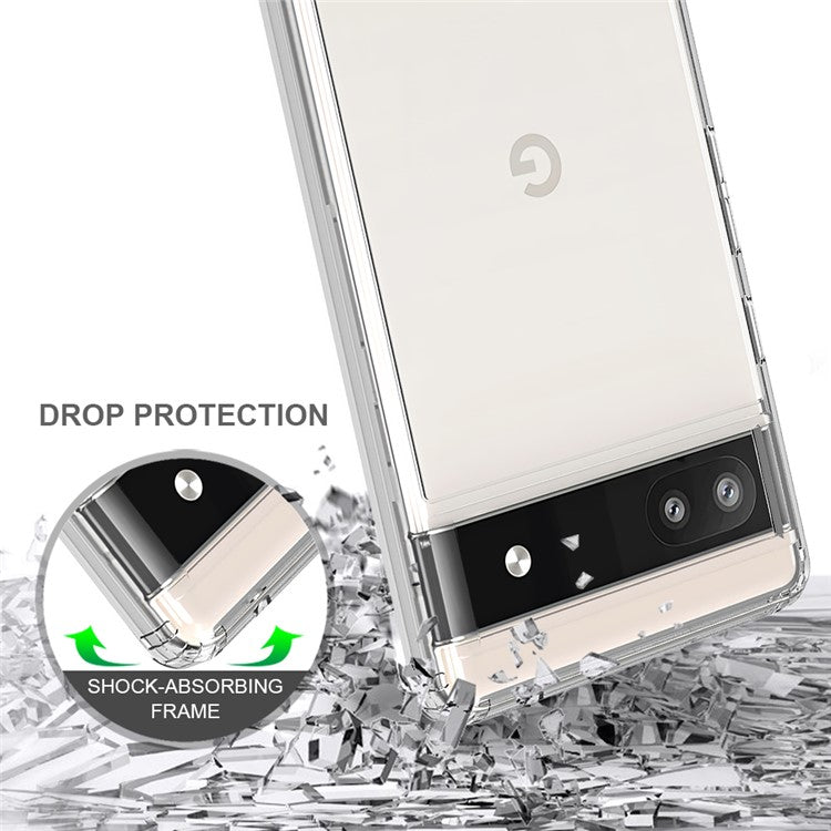 For Google Pixel 6a Crystal Clear Anti-scratch Phone Case Hard Acrylic + Soft TPU Hybrid Cover