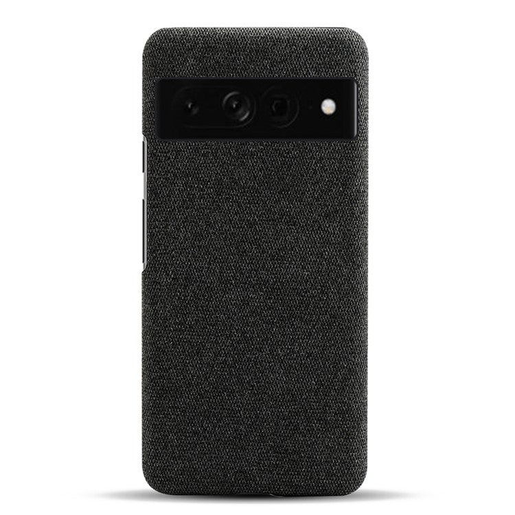 For Google Pixel 7 Pro 5G Solid Color Cloth Texture Protective Shell Anti-scratch Hard PC Phone Case - Black