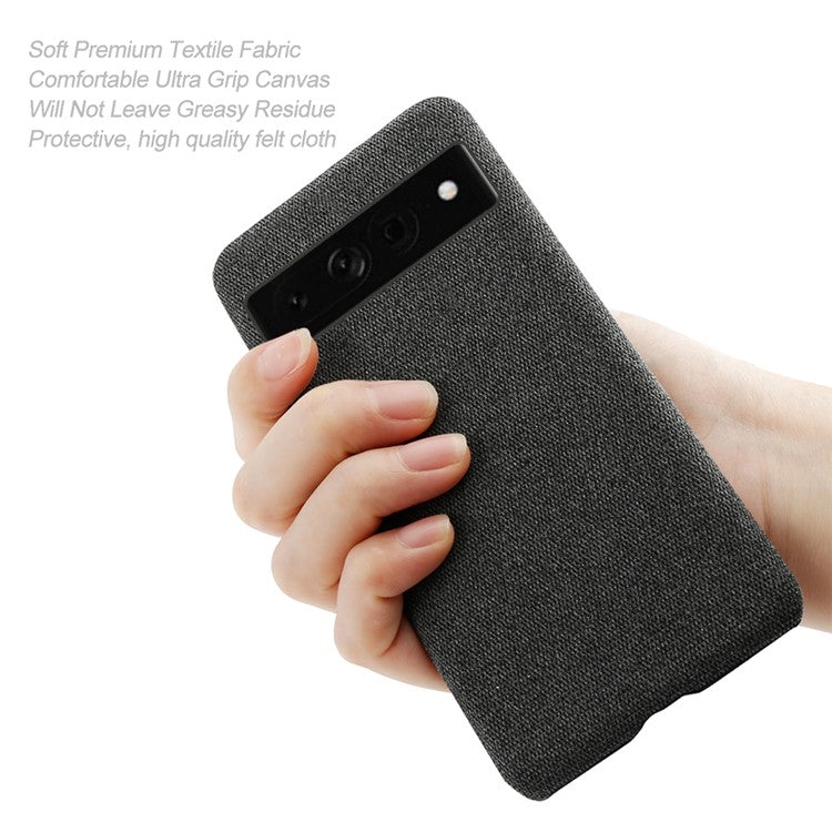 For Google Pixel 7 Pro 5G Solid Color Cloth Texture Protective Shell Anti-scratch Hard PC Phone Case - Black