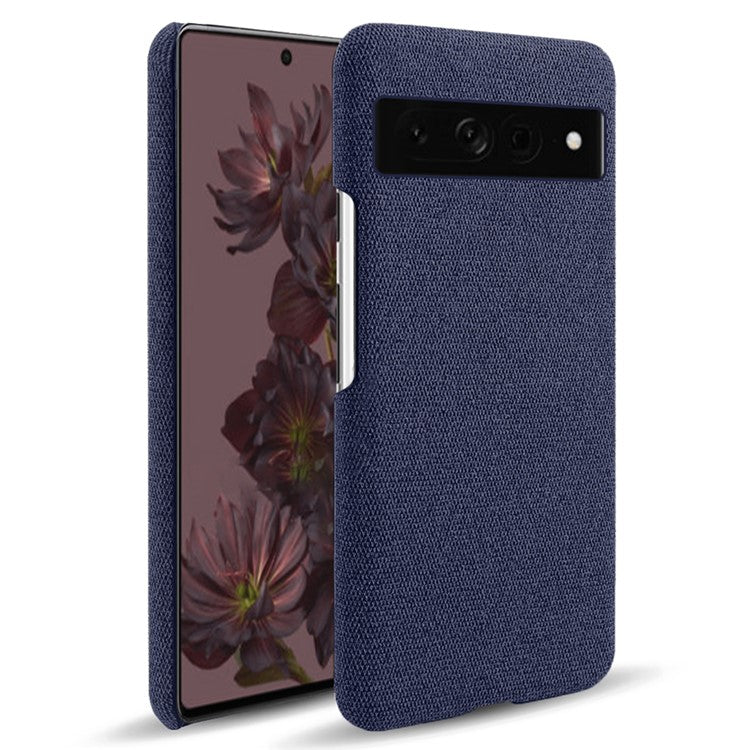 For Google Pixel 7 Pro 5G Solid Color Cloth Texture Protective Shell Anti-scratch Hard PC Phone Case - Blue