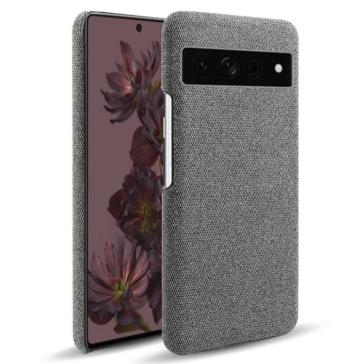 For Google Pixel 7 Pro 5G Solid Color Cloth Texture Protective Shell Anti-scratch Hard PC Phone Case - Grey