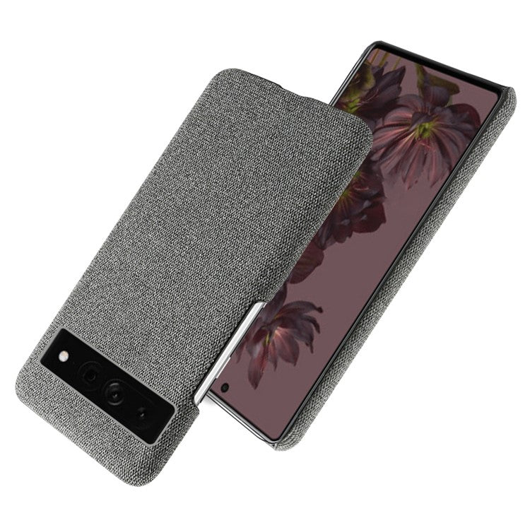 For Google Pixel 7 Pro 5G Solid Color Cloth Texture Protective Shell Anti-scratch Hard PC Phone Case - Grey