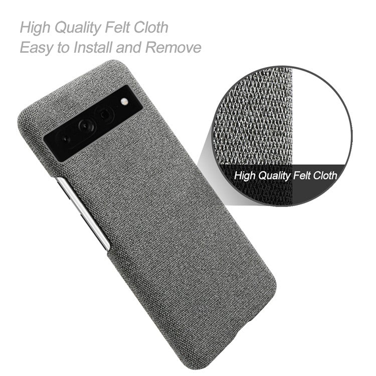 For Google Pixel 7 Pro 5G Solid Color Cloth Texture Protective Shell Anti-scratch Hard PC Phone Case - Grey