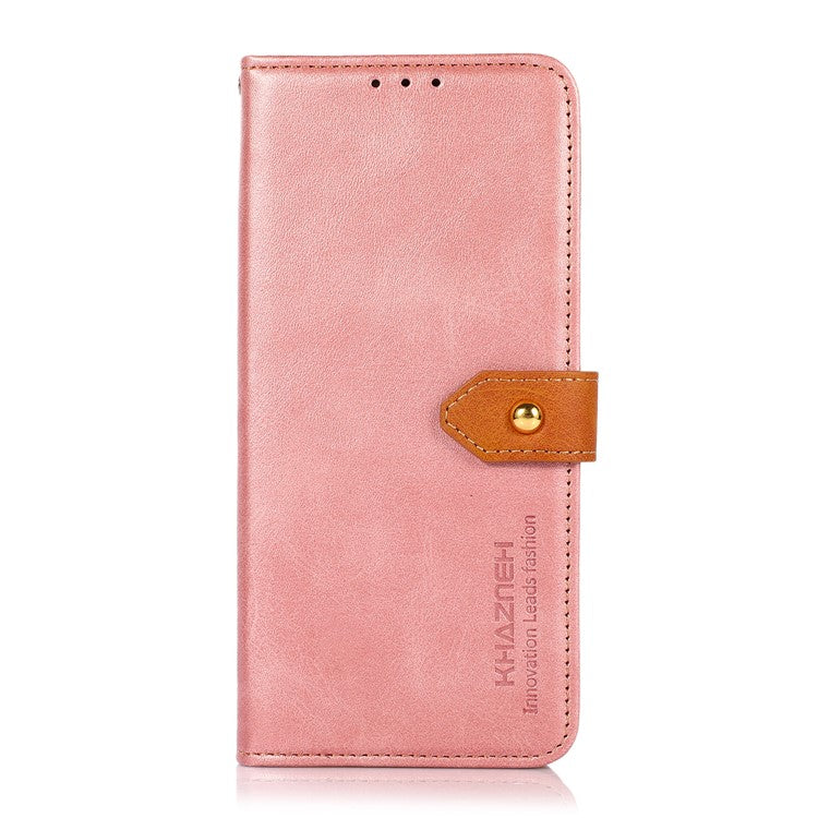 KHAZNEH Wallet Flip Cover for Google Pixel 7 Magnetic Golden Clasp Stand PU Leather Shockproof Folio Phone Case - Rose Gold