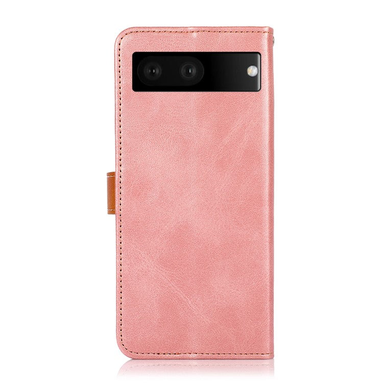 KHAZNEH Wallet Flip Cover for Google Pixel 7 Magnetic Golden Clasp Stand PU Leather Shockproof Folio Phone Case - Rose Gold