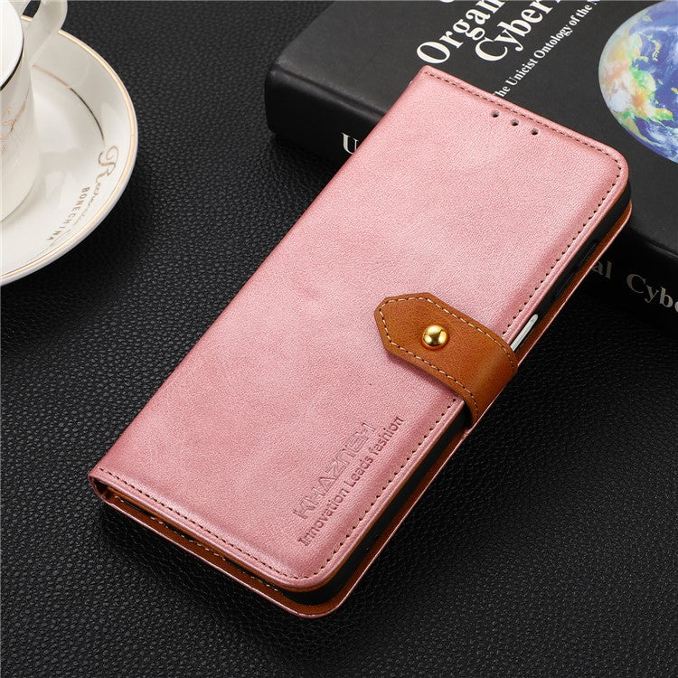 KHAZNEH Wallet Flip Cover for Google Pixel 7 Magnetic Golden Clasp Stand PU Leather Shockproof Folio Phone Case - Rose Gold