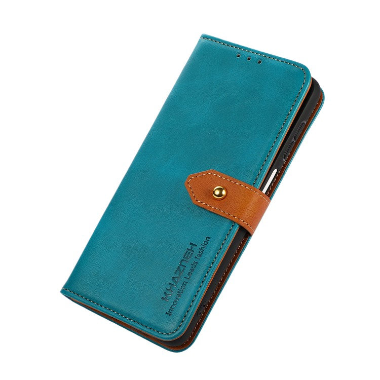 KHAZNEH Wallet Flip Cover for Google Pixel 7 Magnetic Golden Clasp Stand PU Leather Shockproof Folio Phone Case - Blue