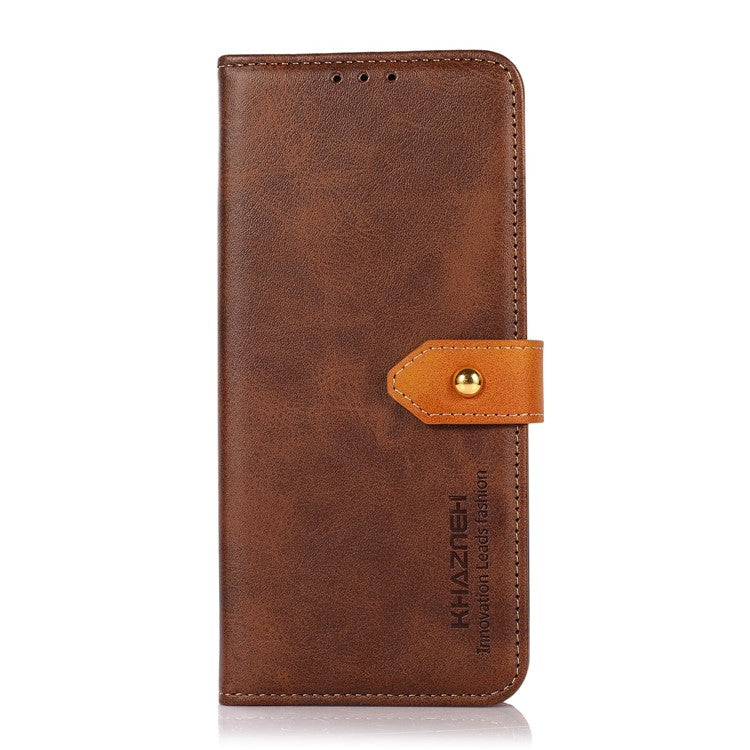 KHAZNEH Wallet Flip Cover for Google Pixel 7 Magnetic Golden Clasp Stand PU Leather Shockproof Folio Phone Case - Brown