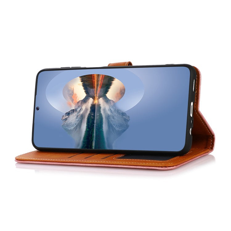 KHAZNEH Wallet Flip Cover for Google Pixel 7 Magnetic Golden Clasp Stand PU Leather Shockproof Folio Phone Case - Brown