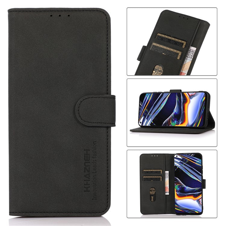 KHAZNEH Wallet Phone Case for Google Pixel 7, Textured PU Leather Magnetic Closure Stand Shockproof Flip Cover - Black