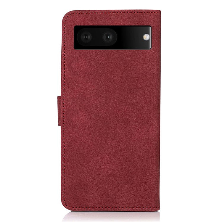 KHAZNEH Wallet Phone Case for Google Pixel 7, Textured PU Leather Magnetic Closure Stand Shockproof Flip Cover - Red