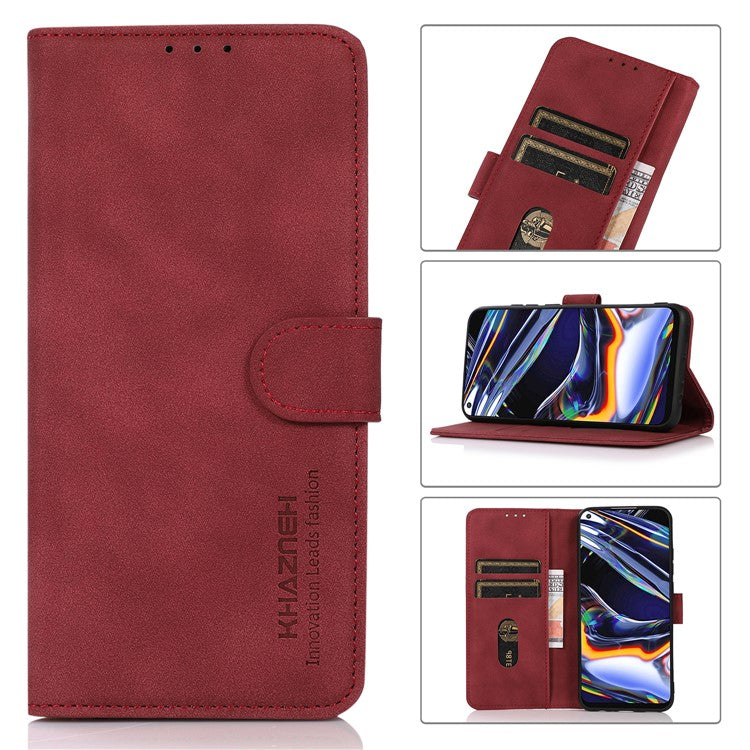 KHAZNEH Wallet Phone Case for Google Pixel 7, Textured PU Leather Magnetic Closure Stand Shockproof Flip Cover - Red