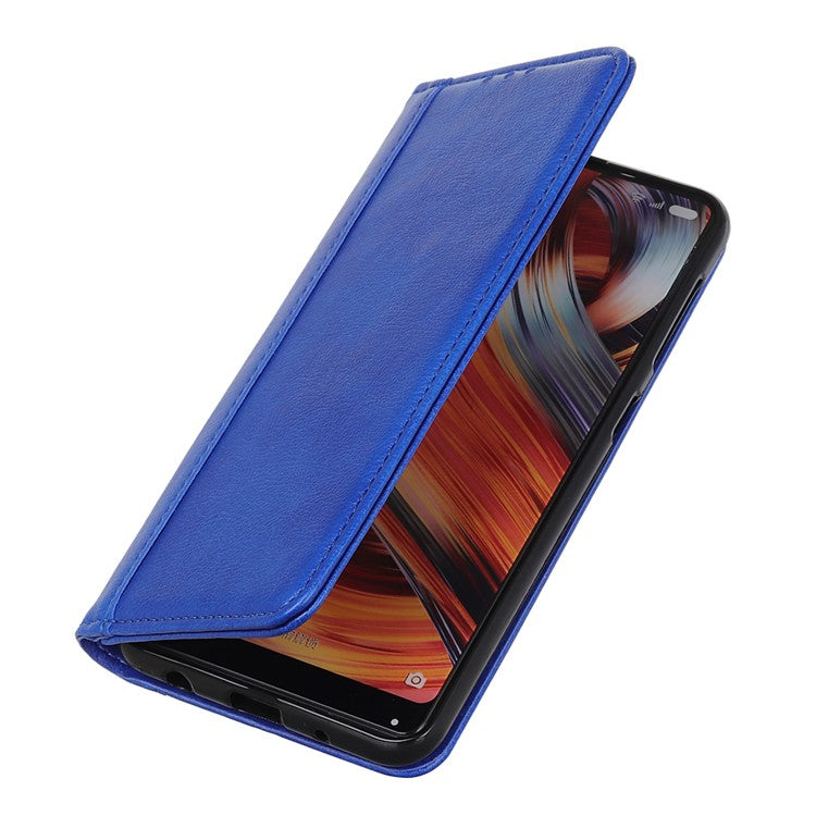 For Google Pixel 7 Pro 5G Litchi Texture Magnetic Auto-absorbed Phone Case Split Leather Stand Wallet Cellphone Cover - Blue