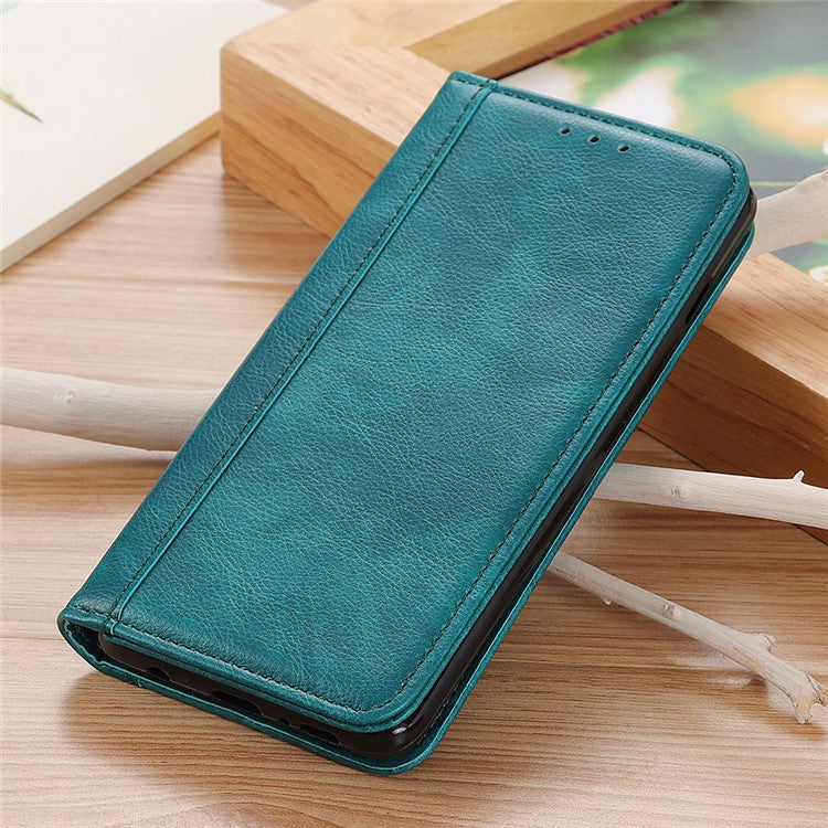 For Google Pixel 7 Pro 5G Litchi Texture Magnetic Auto-absorbed Phone Case Split Leather Stand Wallet Cellphone Cover - Green