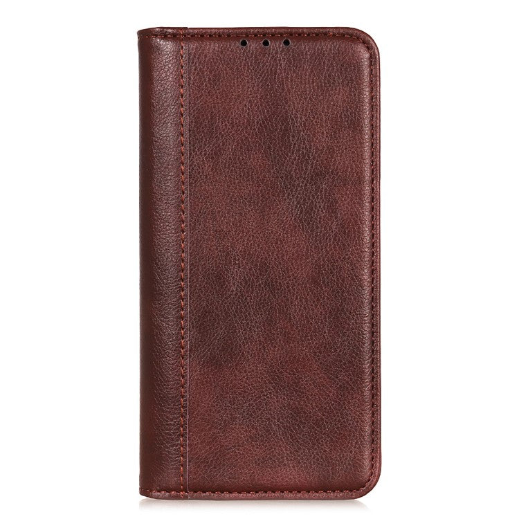 For Google Pixel 7 Pro 5G Litchi Texture Magnetic Auto-absorbed Phone Case Split Leather Stand Wallet Cellphone Cover - Brown