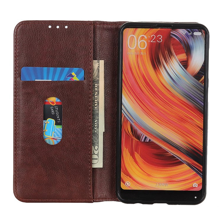 For Google Pixel 7 Pro 5G Litchi Texture Magnetic Auto-absorbed Phone Case Split Leather Stand Wallet Cellphone Cover - Brown