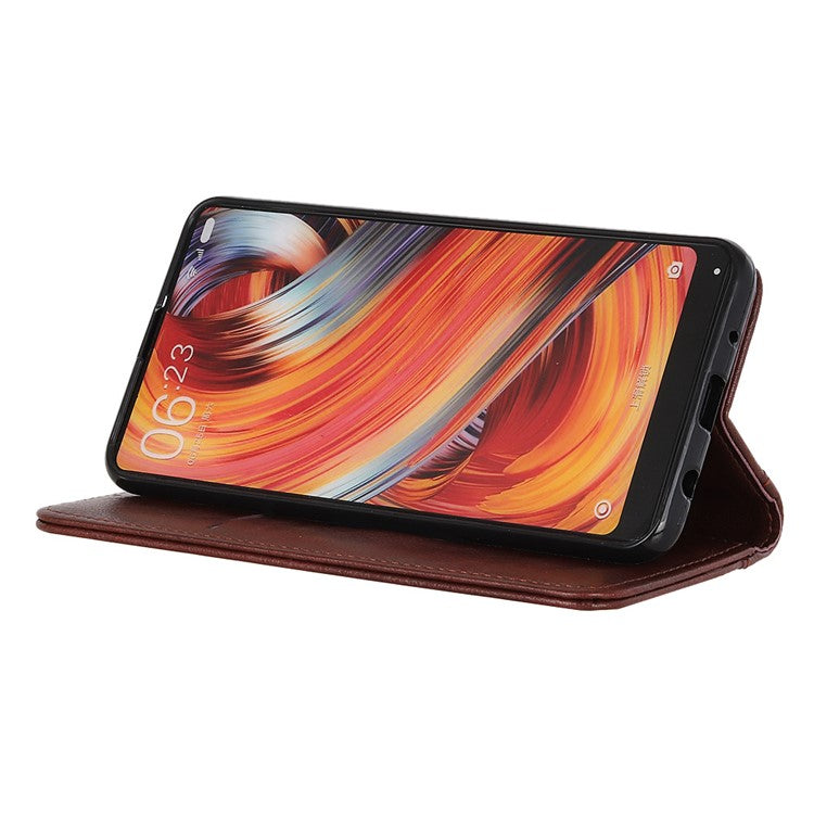 For Google Pixel 7 Pro 5G Litchi Texture Magnetic Auto-absorbed Phone Case Split Leather Stand Wallet Cellphone Cover - Brown