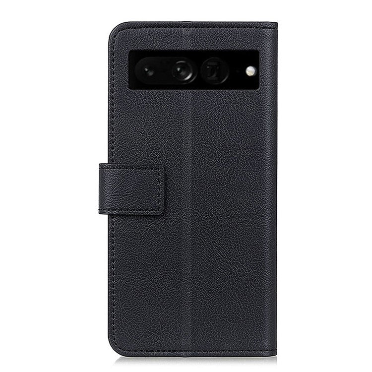 For Google Pixel 7 Pro 5G PU Leather Flip Protective Phone Case Stand Design Full Body Protection Wallet Cover - Black