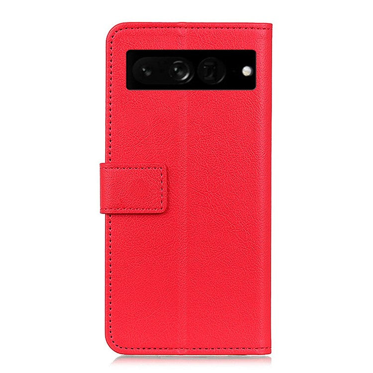 For Google Pixel 7 Pro 5G PU Leather Flip Protective Phone Case Stand Design Full Body Protection Wallet Cover - Red