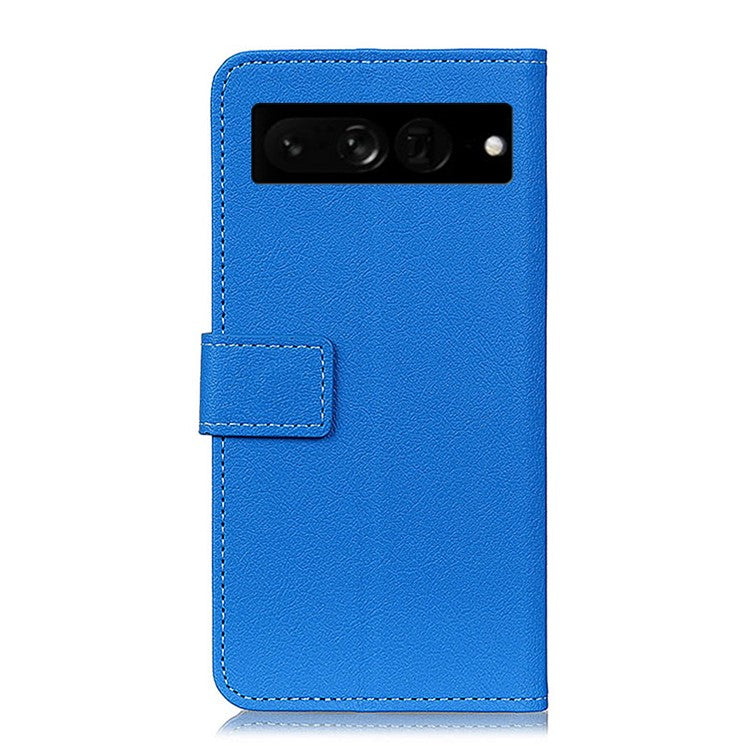 For Google Pixel 7 Pro 5G PU Leather Flip Protective Phone Case Stand Design Full Body Protection Wallet Cover - Blue