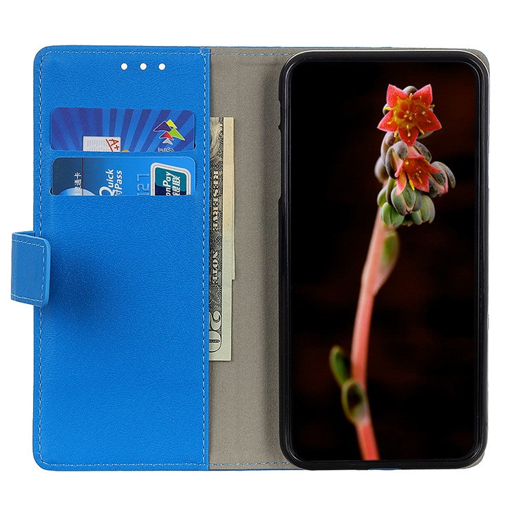 For Google Pixel 7 Pro 5G PU Leather Flip Protective Phone Case Stand Design Full Body Protection Wallet Cover - Blue