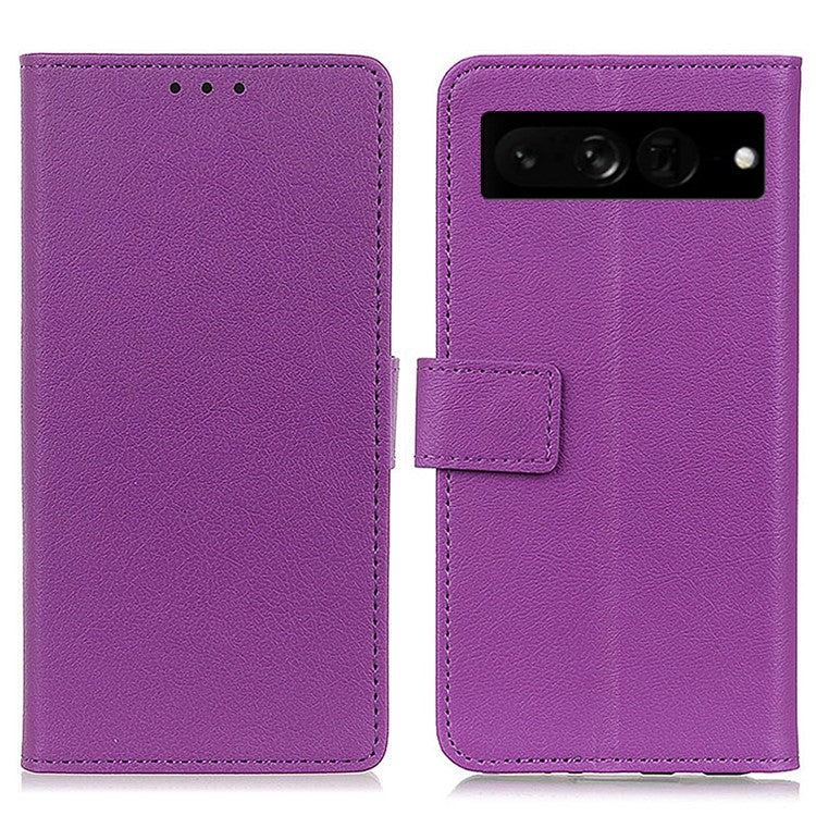 For Google Pixel 7 Pro 5G PU Leather Flip Protective Phone Case Stand Design Full Body Protection Wallet Cover - Purple