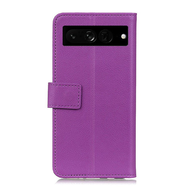 For Google Pixel 7 Pro 5G PU Leather Flip Protective Phone Case Stand Design Full Body Protection Wallet Cover - Purple