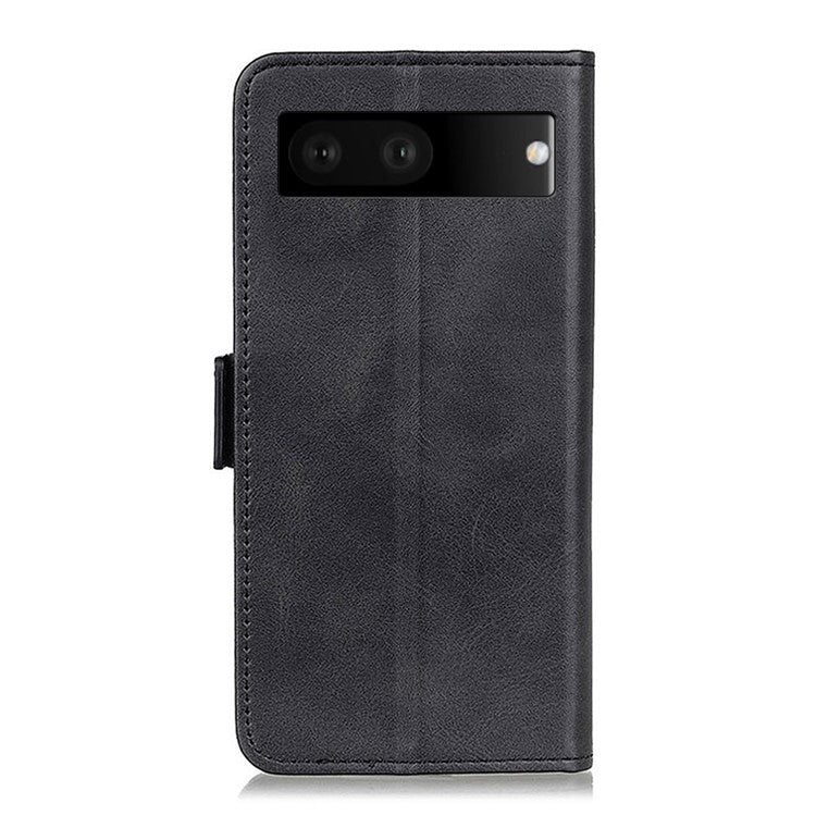 For Google Pixel 7 Textured PU Leather Case Wallet Stand Function Shockproof Soft TPU Case with Dual Magnetic Clasp - Black